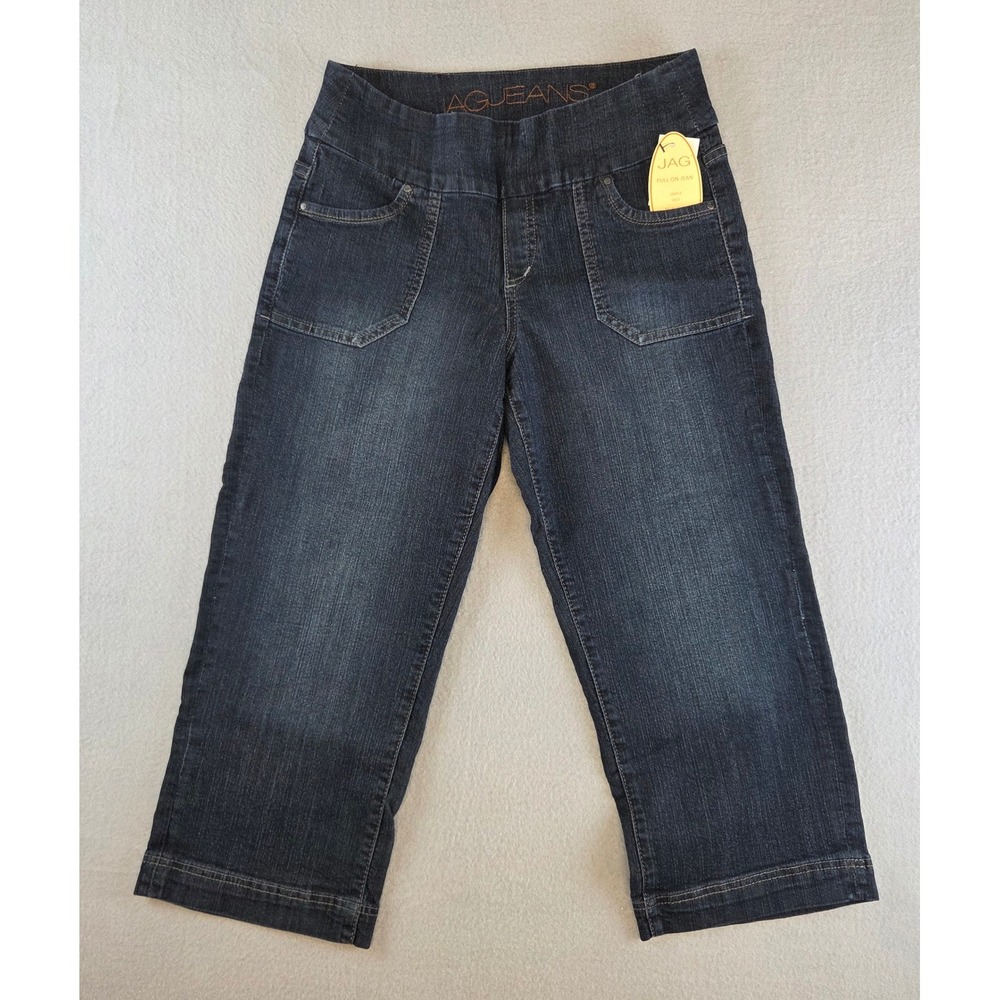 Jag Jeans Dark Wash Denim Crop Pull On Pants 10P Modest Wide Leg Effortless Pant